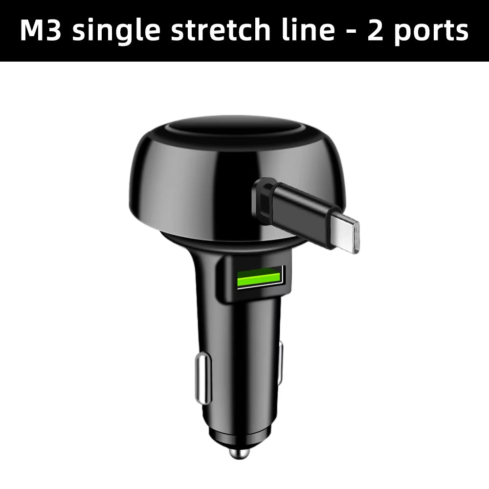 Retractable Car Charger 5 in 1 Fast Charging Car Charger 150W 2 PD+1USB Ports Car Charger Adapter Compatible