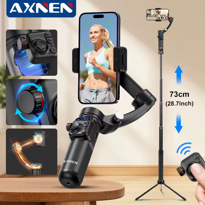 2025  3-Axis Anti-Shake Handheld Gimbal Stabilizer AI Tracking for Iphone Android Mobile Phone Vlog Optional Extension Rod