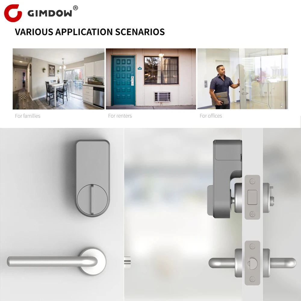 GIMDOW smart door lock  Hotel Apartment Intelligent Sticker Installation Bluetooth-compatible Tuya smart APP Electronic Lock