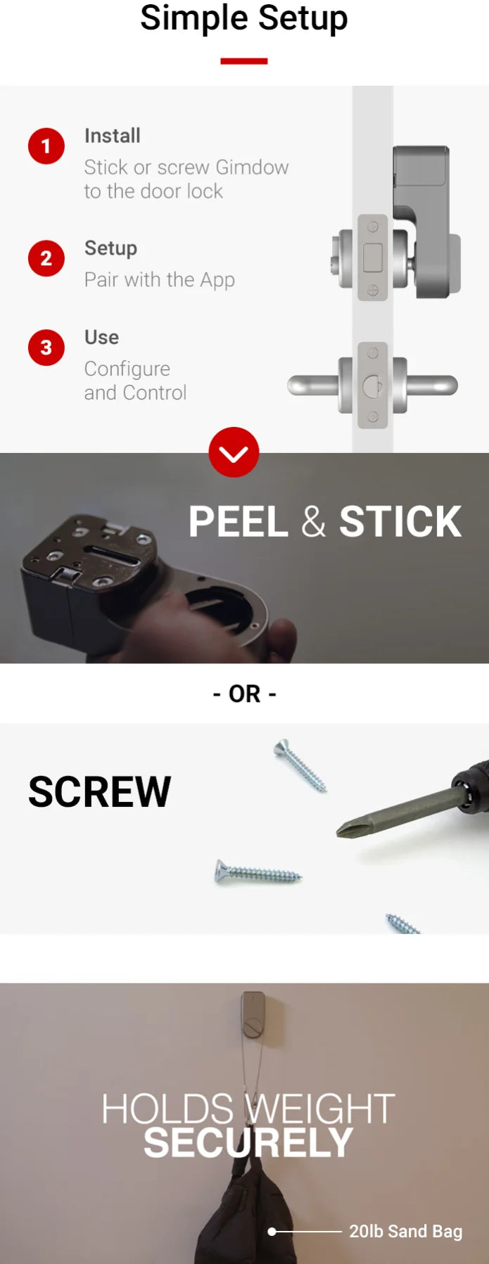 GIMDOW smart door lock  Hotel Apartment Intelligent Sticker Installation Bluetooth-compatible Tuya smart APP Electronic Lock