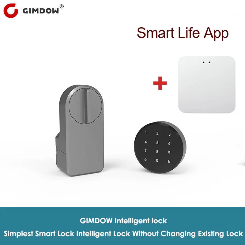 GIMDOW smart door lock  Hotel Apartment Intelligent Sticker Installation Bluetooth-compatible Tuya smart APP Electronic Lock