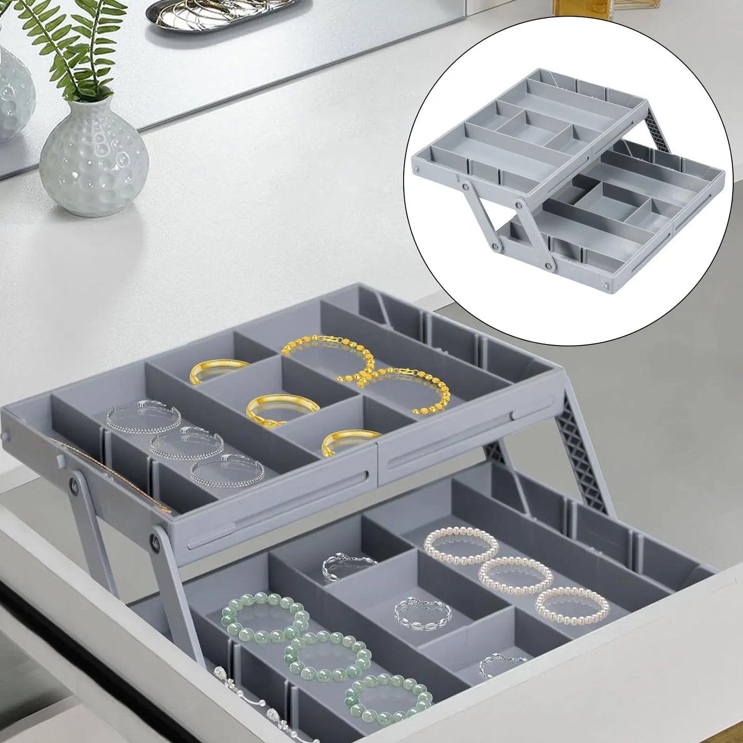 313 2/3Tier Foldable Drawer Organizer