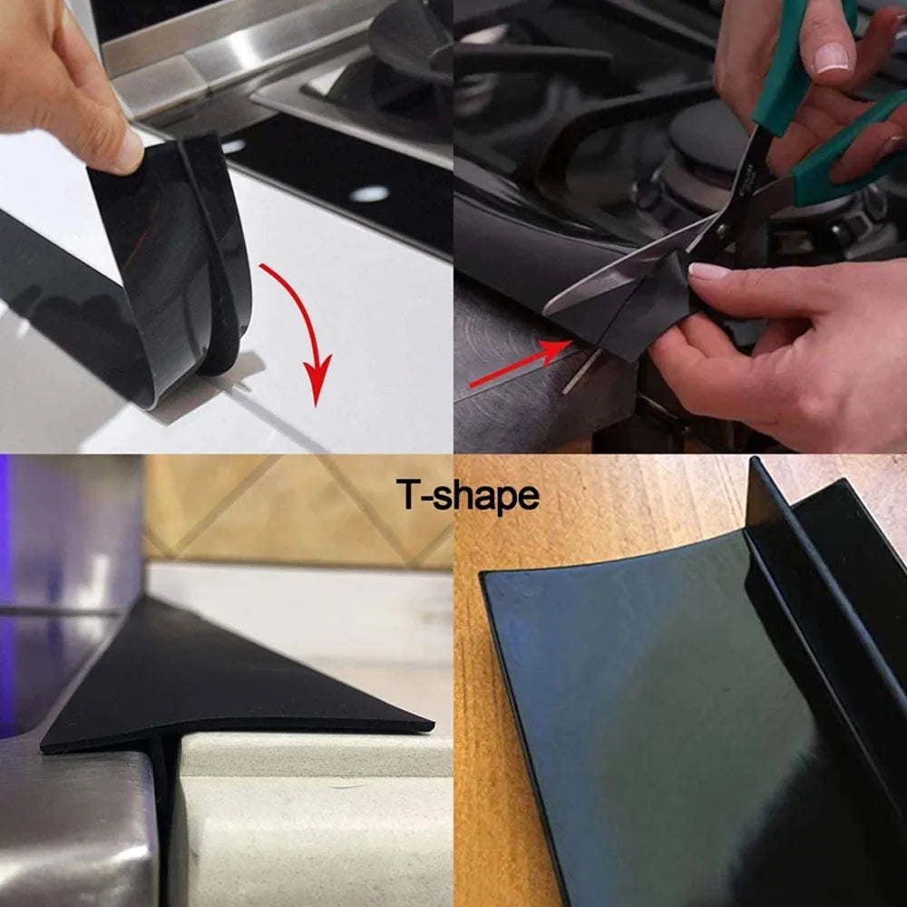 Silicone Gap Strip Kitchen Gas Stove Sealing Strip Kitchen Anti-Oil Anti-Stain Strip Silicone Insert Strip Kitchen Accessories