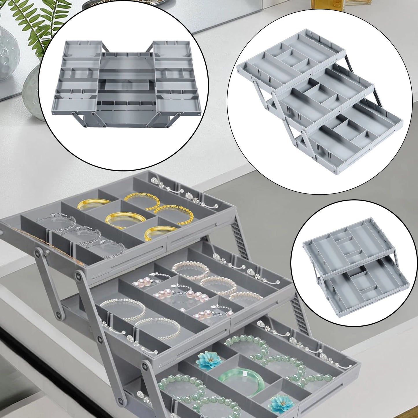 313 2/3Tier Foldable Drawer Organizer