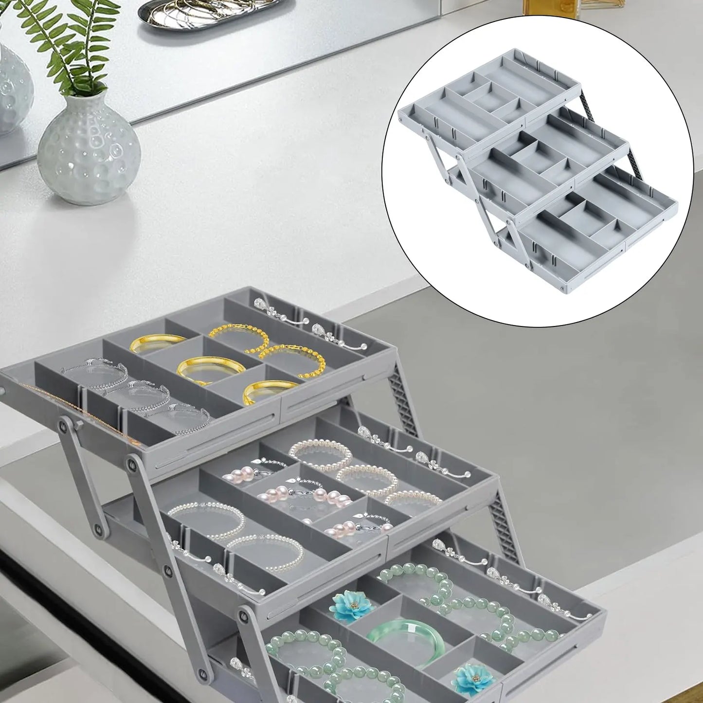 313 2/3Tier Foldable Drawer Organizer