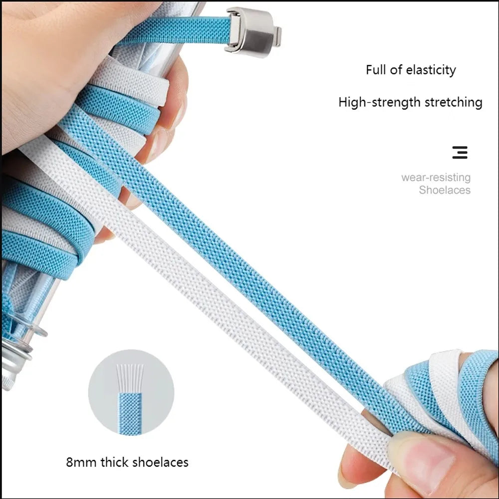 1Pair No Tie Shoe Laces Press Lock Shoelaces without Ties Elastic Lazy Shoelaces Sneaker Kids Adult Width Flat Shoelace for Boot