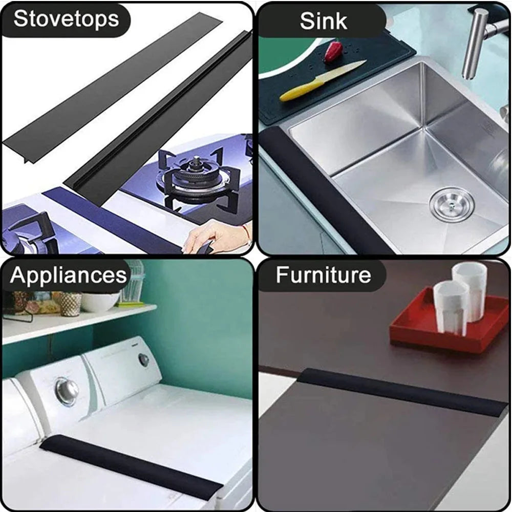 Silicone Gap Strip Kitchen Gas Stove Sealing Strip Kitchen Anti-Oil Anti-Stain Strip Silicone Insert Strip Kitchen Accessories