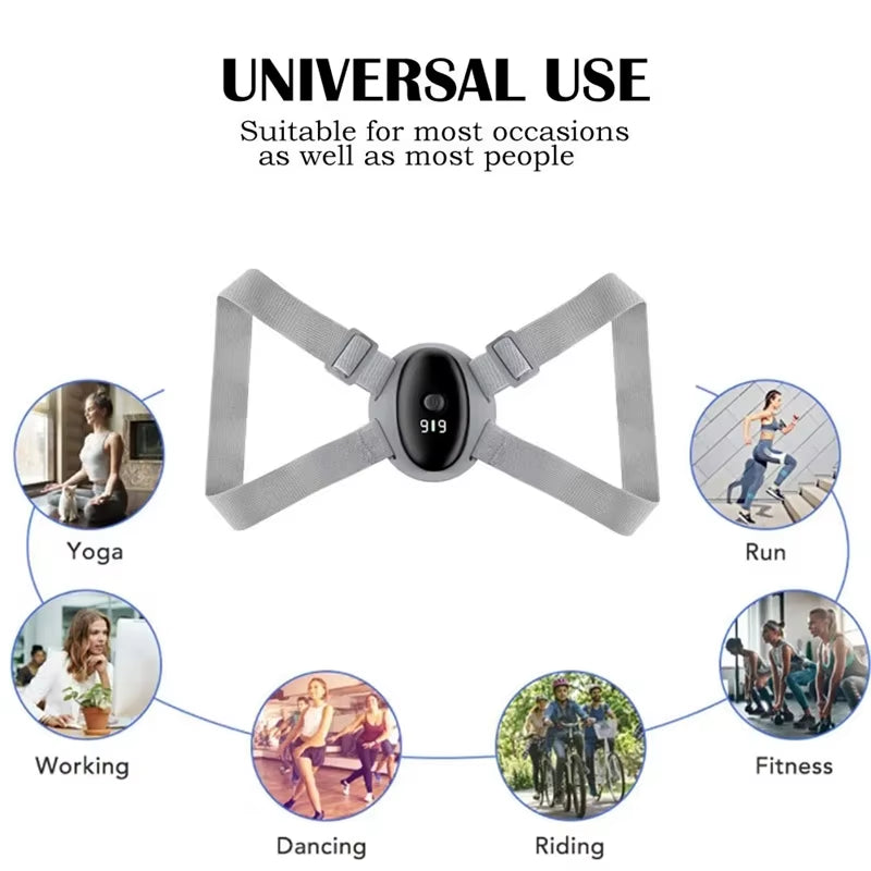 Smart Posture Corrector Adjustable Shoulder Strap LCD Display Back Correction Belt Vibration Reminder Anti-Off Protect Eyesight