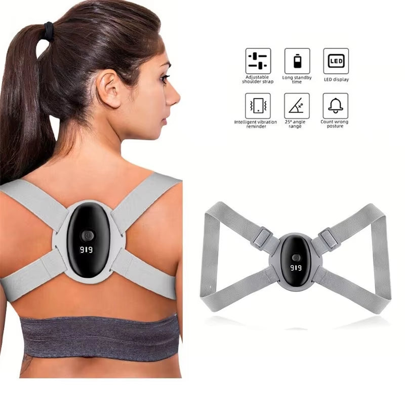Smart Posture Corrector Adjustable Shoulder Strap LCD Display Back Correction Belt Vibration Reminder Anti-Off Protect Eyesight