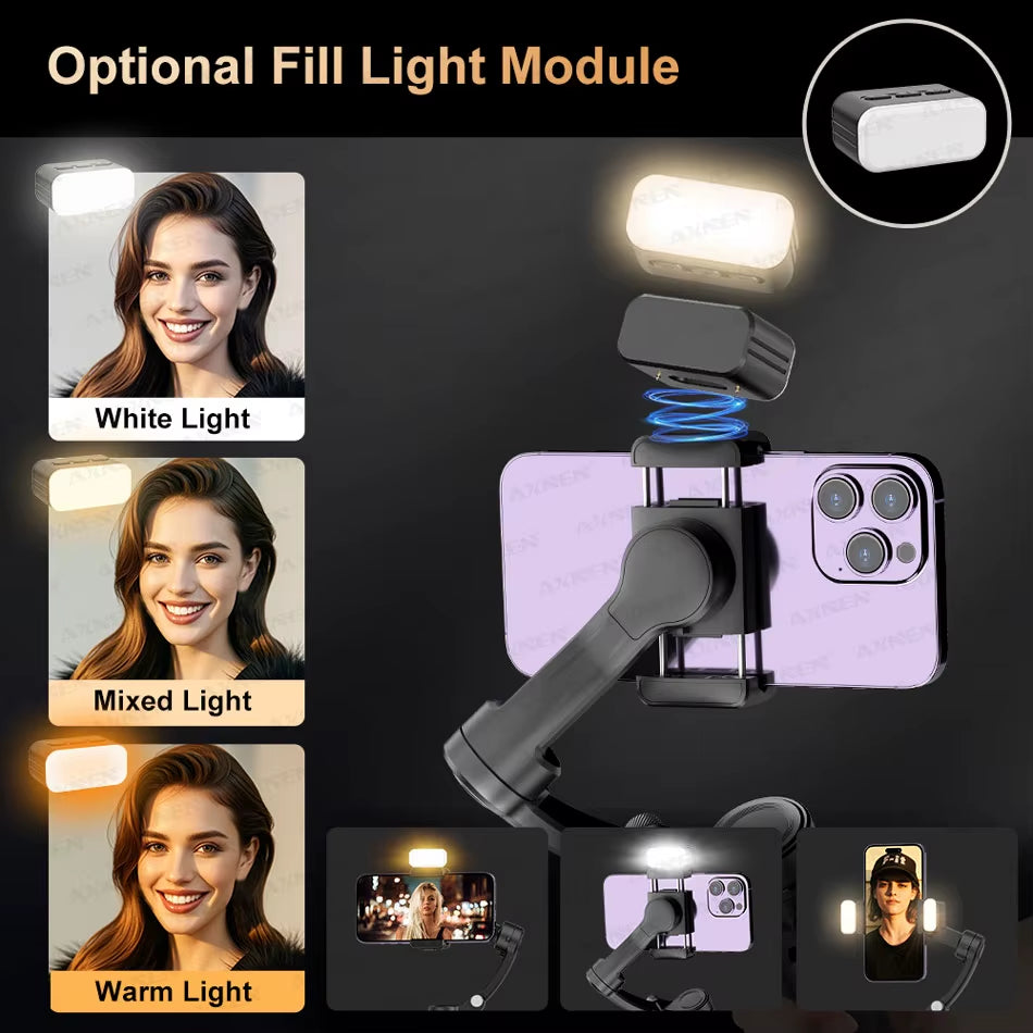 2025  3-Axis Anti-Shake Handheld Gimbal Stabilizer AI Tracking for Iphone Android Mobile Phone Vlog Optional Extension Rod