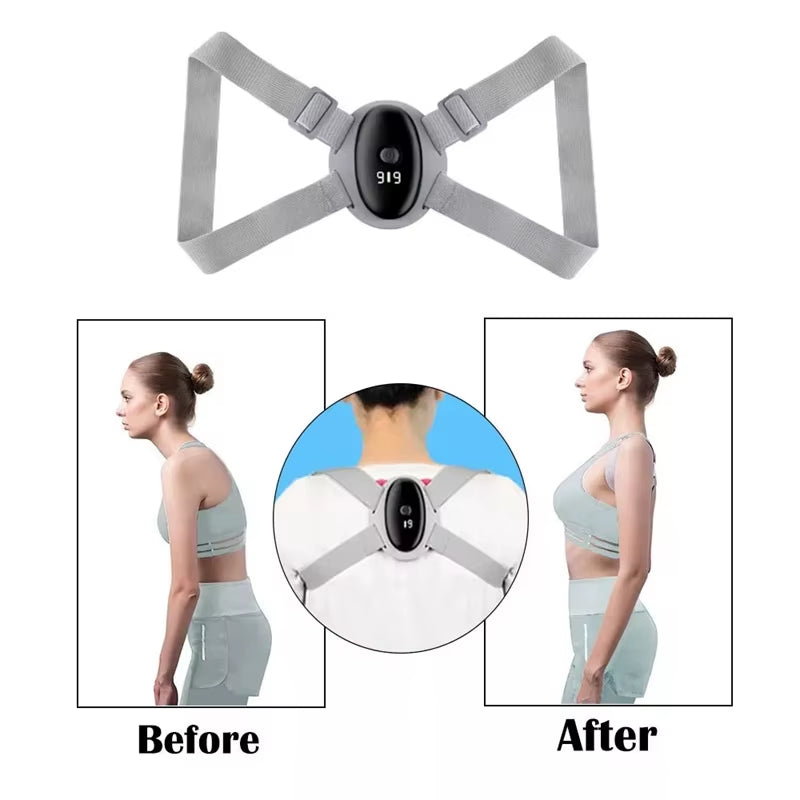 Smart Posture Corrector Adjustable Shoulder Strap LCD Display Back Correction Belt Vibration Reminder Anti-Off Protect Eyesight