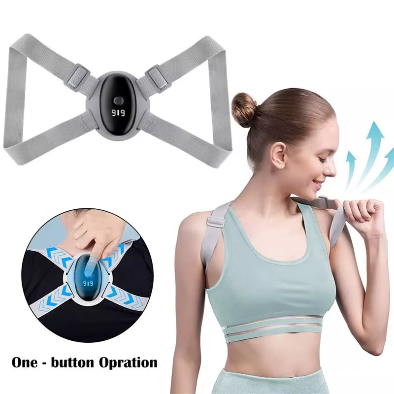 Smart Posture Corrector Adjustable Shoulder Strap LCD Display Back Correction Belt Vibration Reminder Anti-Off Protect Eyesight